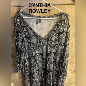 Cynthia Rowley Black and White Paisley Blouse 3X
